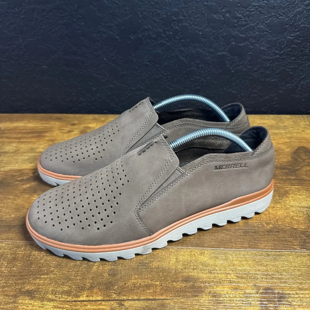 Merrell Downtown Moc J93923 Brown Leather Slip On Casual Shoes Mens Size 9.5